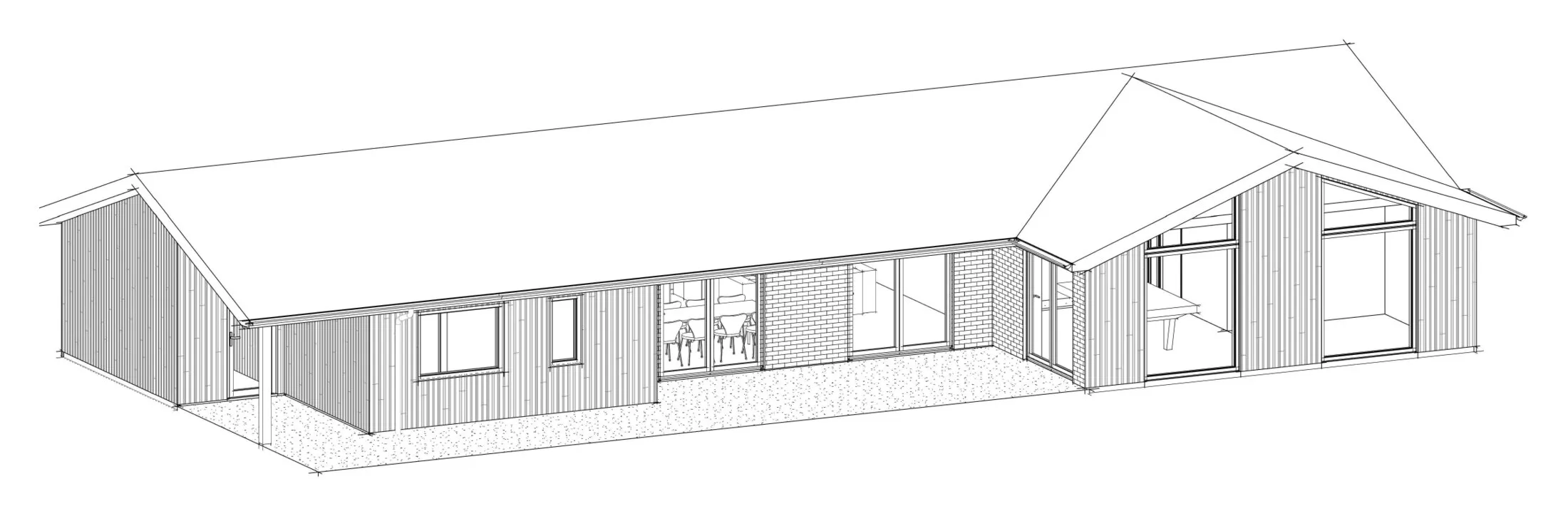 3D-visualisering, facade mod terrassen