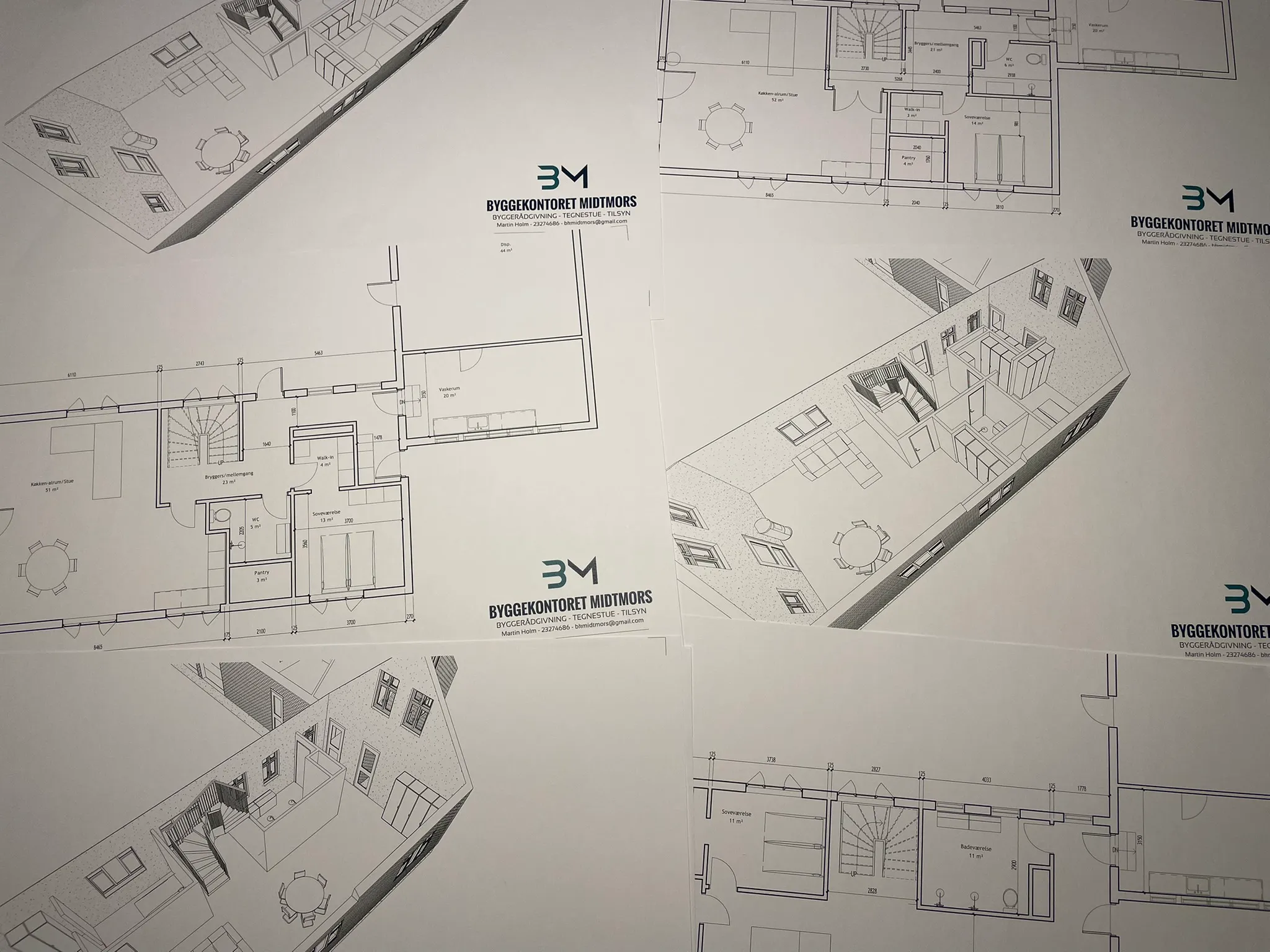 Arkitekttegning på bord